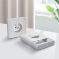 Gray PE film suspension jewelry box with white sleeve and a 3D floating display window - White Paper Sleeve + Inner Box (Circular Opening) / 7*7*2cm / White