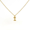 Minimalist gold stainless steel necklace featuring a crystal-studded letter I pendant - Gold Letter I