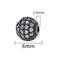 6mm black metal spacer bead with clear cubic zirconia for DIY jewelry making - 6mm-White Zirconia-Gun Black
