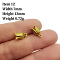 Detailed view of golden tulip charm with size 12x7mm and weight specifications - 12# Flower Bud Pendant