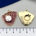 Pendentif émaillé gant de baseball et balle dorée pour création de bijoux DIY - Gant de Baseball Marron (19635)