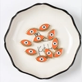Set of 10 orange evil eye charms with golden alloy trim and enamel finish for jewelry making - 19*11*5mm 10Pcs/Pack / Orange