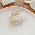 Translucent marble pattern acetate hair claw clip with white and yellow textures - Crystal Yellow