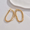 Elegantes pendientes colgantes dorados con diseño de borlas de cadena de serpiente - Dorado