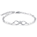 Silver infinity cross bracelet with micro-pave crystals and adjustable oval link chain - Silver Cross Infinity Bracelet (0188-Silver)