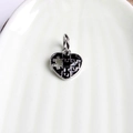 Silver alloy heart puzzle charm with black enamel inlay for DIY jewelry making - Black