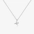 Collana con ciondolo aereo in argento sterling S925 minimalista in finitura lucida - Platino - Collana