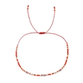 Böhmisches gewebtes rotes Seilarmband mit bunten Perlen und Naturkristallsteinen - Rot
