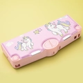 Estuche escolar rosa de doble capa diseño unicornio con botones de funcionalidad - Unicornio Rosa