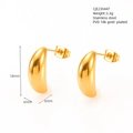 Dibujo técnico que muestra las dimensiones de los pendientes de gota de oro de 18k sobre blanco - Lágrima Lisa Dorado (447-Dorado)