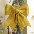 Large 35x30cm gold glitter Christmas bow decoration for holiday trees and festive displays - 30*35cm / Gold
