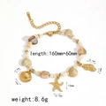 Bracciale in acciaio inossidabile dorato con ciondoli conchiglia e stella marina, 160mm regolabile - Bracciale Semplice a Catena Sottile con Stella Marina e Conchiglia (TB5108)
