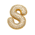 Pendentif lettre S doré orné de zircons brillants sur un collier style hip hop chic - S (Pendentif Unique)