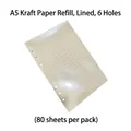 A5 kraftpapier navulling met 6-gaats binder en 80 gelinieerde pagina's voor DIY gebruik - A5 Kraft Gelinieerd 80 Vel / Kraft kleur