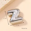Polished silver stainless steel 3D bubble letter Z pendant for necklaces - Silver/Steel (Z) (Large)