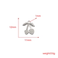 Silver cherry pendant charm showing dimensions 12mm by 11mm with 1mm hole size - Smooth Double Cherry Style (2#)