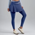 Pantaloni da yoga 2-in-1 blu navy a vita alta con dettagli incrociati grigio chiaro - S / Blu Balena