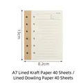 Recambios A7 de 6 anillas en papel kraft marrón y papel crema para diario de viaje - Recambio de Papel Mixto A7 / 40 Kraft + 40 Rayado