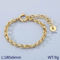 18k gold-plated chain bracelet featuring a 10mm round pendant with letter E engraving - Gold - Letter E (KB186368-Z)