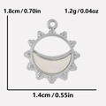 Boho 304 stainless steel sun pendant with white shell moon inlay, size 1.8cm by 1.4cm - Silver-White Mother of Pearl Pendant