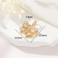 14K gold plated butterfly pendant with clear zircons, 23.3mm width and 3.3g weight - 14K Gold-h-12572