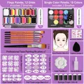 Body paint set with 12-color rainbow cake, 15-color palette, brushes, and face stencils - Beginner Rainbow Set + 2.5cm Wide Flat Brush