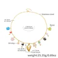 Tabella taglie dettagliata della collana in acciaio inox con fiori in resina - Stile Cuore Dorato (P2185)