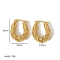 Double-layered 18K gold plated stainless steel twisted rope C-shaped hoop earrings - Golden Twist Texture Style (TE6362)