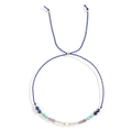 Handgefertigtes Boho-Perlenarmband mit blauer Kordel und bunten facettierten Perlen - Dunkelblaue Kordel/Bunte Facettenperlen