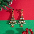 Pendientes creativos de árbol de Navidad en esmalte con tachuelas de estrella festivas - Pendientes de aleación estilo árbol de Navidad de colores