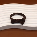 Elastic bow hair scrunchie in coffee brown rib-knit fabric for women high ponytail style - 【1Pc No Pack】Bowknot Seamless - Dark Brown
