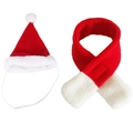 Ensemble d'accessoires de Noël pour animaux avec bonnet de Père Noël et écharpe rouge blanc - S / Bonnet de Père Noël + Écharpe