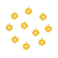 Detailed view of yellow daisy flower pendants with white centers for DIY jewelry making - 10 Pieces Pack / 11# Large Yellow Daisy