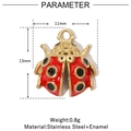 Détail du pendentif coccinelle 11mm en émail rouge et acier inoxydable doré - VG778-Coccinelle en Émail Rouge