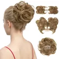 Chignon disordinato con pettine in marrone chiaro con colpi di sole per donne - Brunetta / Biondo Cenere