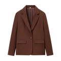 Giacca blazer marrone da donna monopetto con revers classici e tasche laterali a patta - S / Blazer Marrone