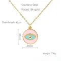 Detaillierte Spezifikationen der Evil Eye Halskette aus Edelstahl mit 18k Vergoldung - 660-pink