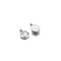 Silver hexagonal charm pendants with clear zircon stone in polished metal finish - 6mm / Hexagon Steel White