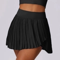 Gonna da tennis nera a pieghe con pantaloncini interni per fitness e sport - S / Nero Premium