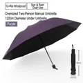Extra large purple 12-rib umbrella for sun and rain with 120cm wide canopy coverage - 12k Double-sized Extra-large Outward-folding Manual Umbrella Purple / Gift Box Not Included
