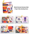 Detail view of musical instrument baby cloth book with piano, drums and guitar pages - Musical Instruments Cognition