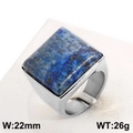 Men's square stainless steel ring with 22mm large blue lapis stone and brushed finish - Silver Lapis Lazuli Style (KR88998-K)