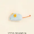 Blue corduroy mouse cat toy with yellow ears and orange long rope tail for pets - No. 4 Striped Mouse