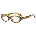 Montatura per occhiali cat-eye tartarugata vintage con rivetti a cuore d'argento - A righe