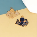 Blue enamel octopus charm pendant with gold finish for DIY jewelry and bracelets - 18 Black Octopus