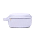 Mini purple corduroy makeup bag with gold zipper and side handle for lipstick storage - Sky Blue