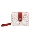 Portafoglio corto da donna in pelle PU rosso e bianco con simpatica stampa di gatto - Rosso Arancio