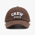 Dark brown baseball cap with 3D white embroidery lettering Crew Est 1983 in cotton - Dark Coffee