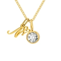Collier en acier doré avec lettre M et pendentif en zircon blanc sur chaîne croisée - Lettre N / Or