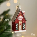Decorazione per albero di Natale a forma di casa Candy rossa con dettagli in neve bianca - Casa
